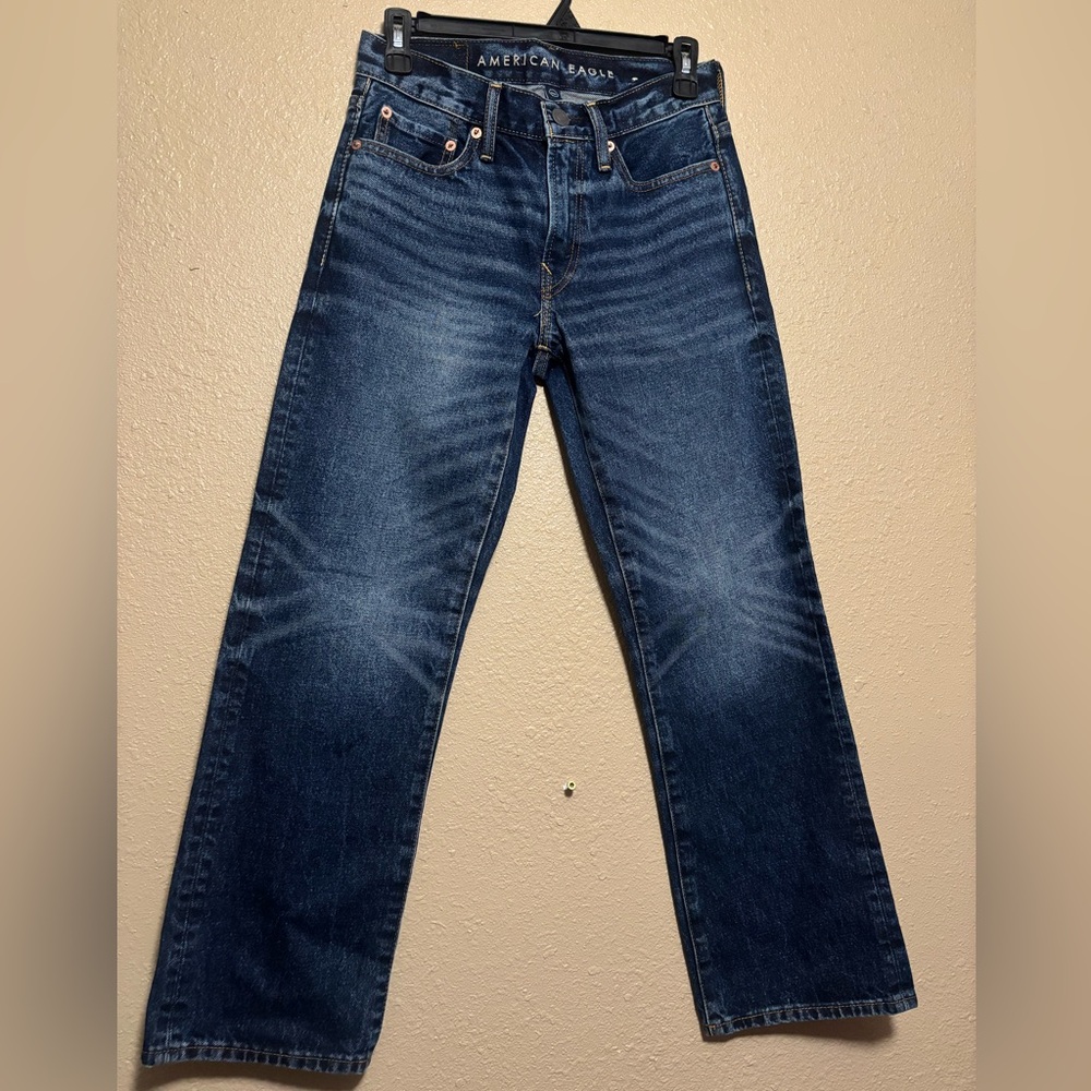 American Eagle Outfitters Dark Blue Straight Jeans IT DOESN'T STRETCH NWOT